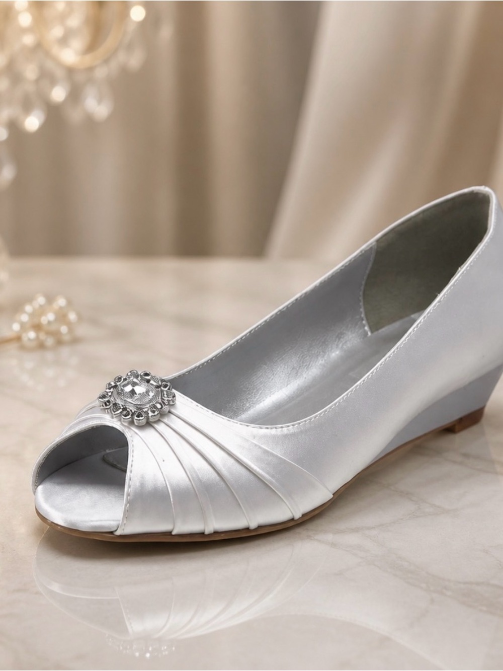 Size 11 White diamond wedding flat dress shoes